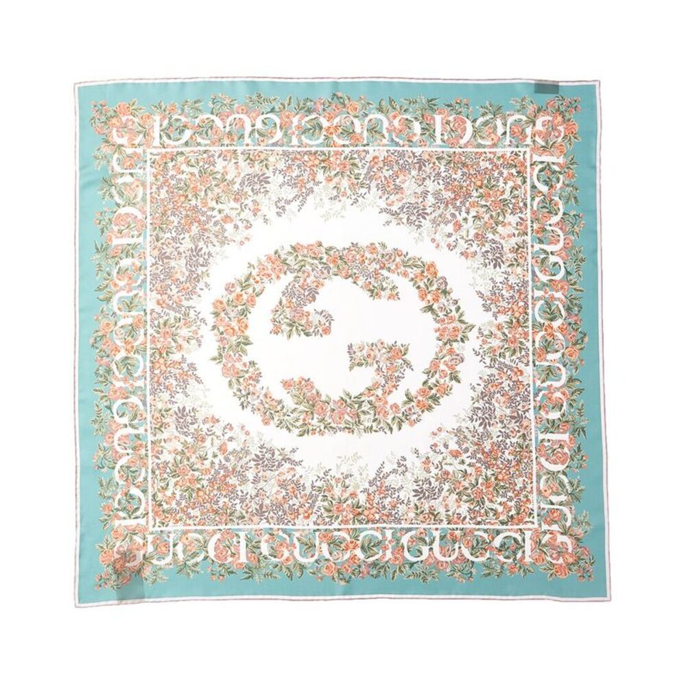 Gucci Interlocking G Floral Print Silk Scarf